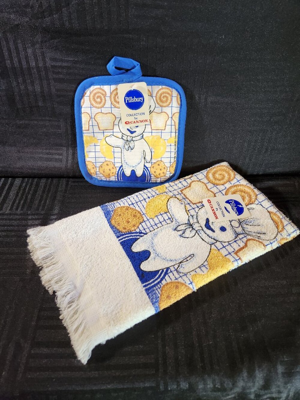 Vintage Pillsbury Doughboy Towel & Pot Holder Set NWT Cannon Kitchen